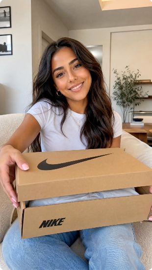 AI actor unboxing a Nike shoebox